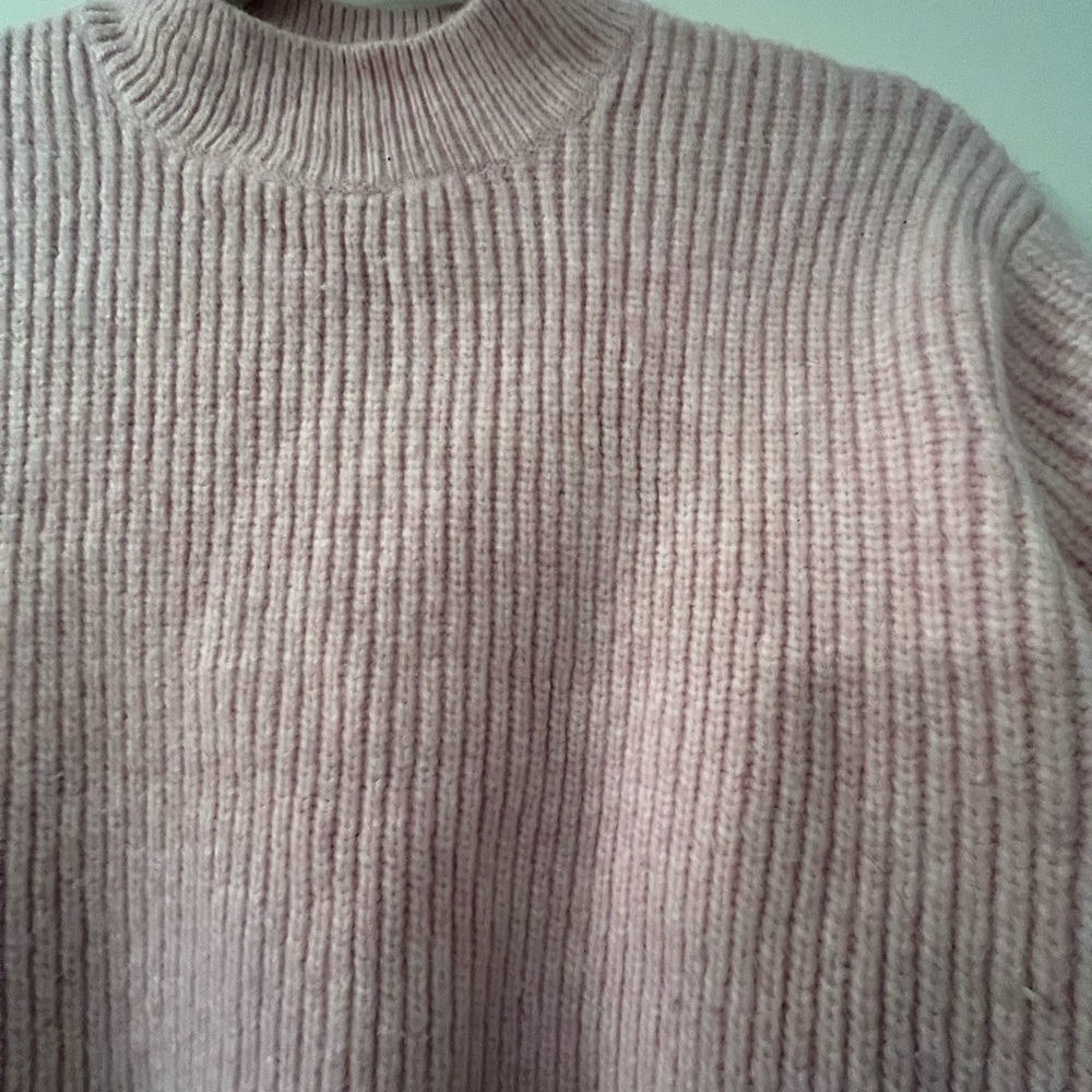 Pink Ribbed Women's Sweater - Picture 2 of 5